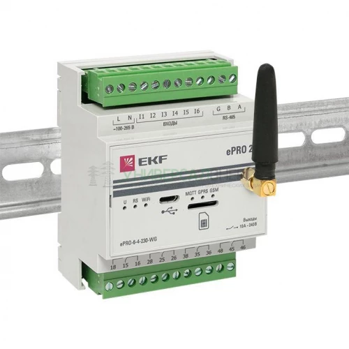 Контроллер базовый ePRO 24 удаленного управления 6вх/4вых 230В WiFi GSM с внешней антенной PROxima EKF ePRO-6-4-230-WG1 фото 3