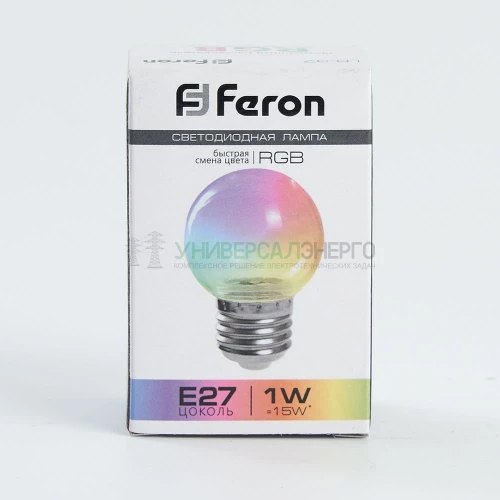 Лампа светодиодная Feron LB-37 Шарик прозрачный E27 1W RGB быстрая смена цвета 38129 фото 5