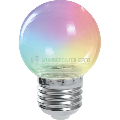 Лампа светодиодная Feron LB-37 Шарик прозрачный E27 1W RGB плавная смена цвета 38132 фото 7