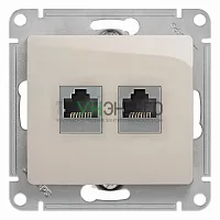 Розетка компьютерная + телефонная 2-м Glossa RJ45 + RJ11 кат.5E механизм молочн. SE GSL000985