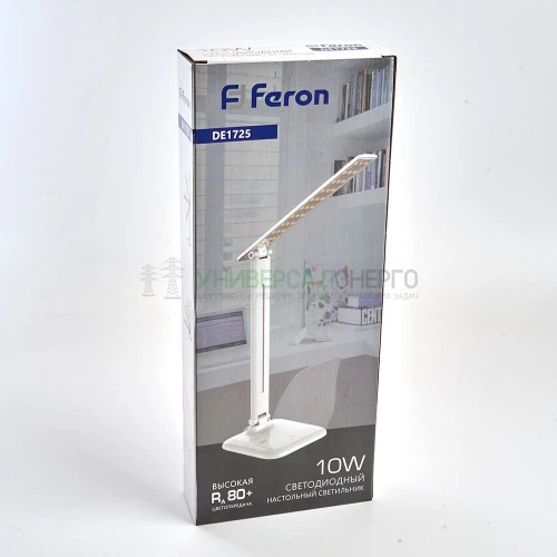 Настольный светодиодный светильник Feron DE1725 10W, 4000K, 100-240V, белый 29861 фото 6