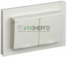 Розетка 2-м СП BRITE РСбш12-3-44-БрКр 16А в сборе IP44 с крышкой беж. IEK BR-R26-16-44-K10-F