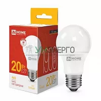 Лампа светодиодная LED-A60-VC 20Вт грушевидная 3000К тепл. бел. E27 1900лм 230В IN HOME 4690612020297