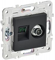 Розетка двойная TV+RJ45 кат.5E SKANDY SK-A14G графит IEK SK-AK20-1-K53