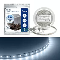 Светодиодная LED лента Feron LS500, 60SMD(2835)/м 6Вт/м 24V 5000*8*1.22мм 6000К 41526