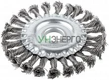 Корщетка-колесо d посадочный 22.2мм стальная витая проволока 125мм блистер КУРС 39078 Корщетка-колесо d посадочный 22.2мм стальная витая проволока 125мм блистер КУРС 39078