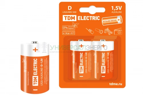 Элемент питания LR20 D Alkaline 1.5V BP-2 TDM