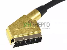 Шнур SCART Plug - SCART Plug 21pin 3м (gold-gold) металл Rexant 17-1115-1