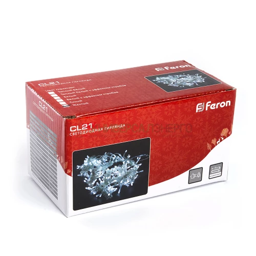 Светодиодная гирлянда Feron CL21 занавес 3*2м  + 3м 230V 2700К , c питанием от сети, эффектом стробов, прозрачный шнур 32341 фото 6