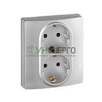 Розетка 2-м СП Inspiria 16А IP20 250В с заземл. защ. шторки безвинтов. клеммы механизм алюм. IEK 673757 Розетка 2-м СП Inspiria 16А IP20 250В с заземл. защ. шторки безвинтов. клеммы механизм алюм. IEK 673757