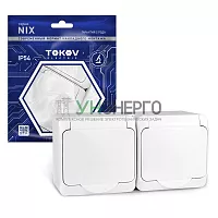 Розетка 2-м ОП Nix 16А IP54 250В с заземл. с крышкой бел. TOKOV ELECTRIC TKE-NX-R2Z-C01-IP54