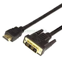 Шнур HDMI - DVI-D gold 5м с фильтрами Rexant 17-6306