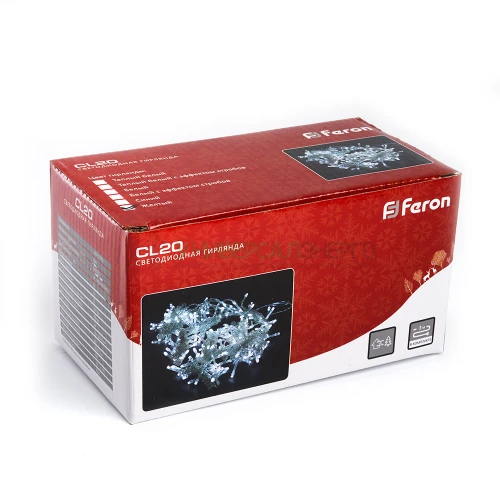 Светодиодная гирлянда Feron CL20 занавес 2*2м  + 3м 230V 2700К , c питанием от сети, эффектом стробов, прозрачный шнур 32336 фото 6