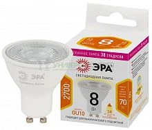 Лампа светодиодная STD LED Lense MR16-8W-827-GU10 GU10 8Вт линзованная софит тепл. бел. свет Эра Б0054941