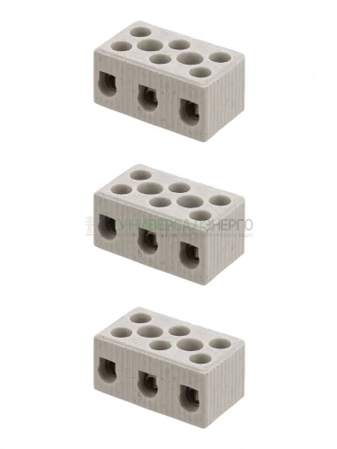 Керамический блок зажимов 15 Ампер 3 пары контактов с крепежным отверстием TDM фото 2