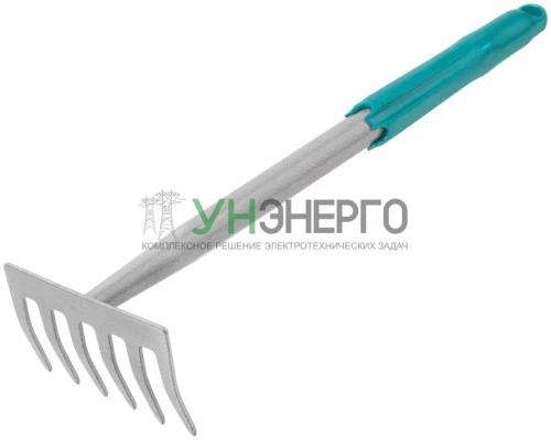 Грабли мини 6 зубьев с ручкой цельнометал. 76850 фото 2