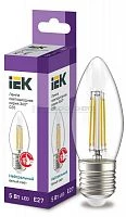 Лампа светодиодная филаментная 360° 5Вт C35 свеча прозрачная 4000К нейтр. бел. E27 230В IEK LLF-C35-5-230-40-E27-CL
