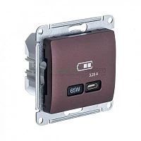 Розетка USB Glossa тип C 65Вт QC PD высокоскор. ЗУ механизм баклаж. SE GSL001127