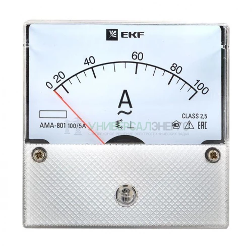 Амперметр аналоговый AM-A801 на панель 80х80 кругл. вырез 100А трансф. подкл. EKF am-a801-100/ama-801-100 фото 3