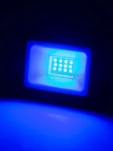 Прожектор светодиодный СДО-04-010Н-С (синий свет) 10 Вт, IP65, черный, Народный фото 3