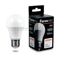 Лампа светодиодная Feron.PRO LB-1009 Шар E27 9W 6400K 38028