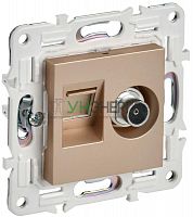 Розетка двойная TV+RJ45 кат.5E SKANDY SK-A14Sa песочн. IEK SK-AK20-1-K98