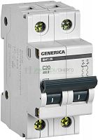 Выключатель автоматический модульный 2п C 20А 4.5кА ВА47-29 GENERICA MVA25-2-020-C Выключатель автоматический модульный 2п C 20А 4.5кА ВА47-29 GENERICA MVA25-2-020-C