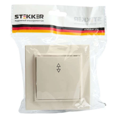Переключатель 1-клавишный STEKKER  PSW10-9005-02, 250В, 10А, серия Эрна, слоновая кость 39618 фото 5