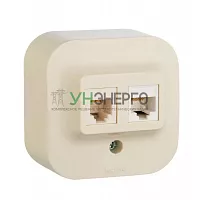 Розетка компьютерная + телефонная 2-м ОП 2мод. Quteo RJ45 + RJ11 кат.5E UTP IP20 сл. кость Leg 782251