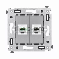 Розетка компьютерная 2-м СП Avanti "Закаленная сталь" RJ45 кат.6 без шторок механизм DKC 4404694
