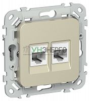 Розетка компьютерная 2-м СП FLITE РК5е-2-0-ФлШ RJ45 кат.5E UTP механизм шампань IEK FI-K22-1-K37 Розетка компьютерная 2-м СП FLITE РК5е-2-0-ФлШ RJ45 кат.5E UTP механизм шампань IEK FI-K22-1-K37
