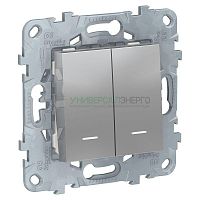 Выключатель 2-кл. 2мод. СП Unica New IP21 (2х(сх. 1а)) с подсветкой механизм алюм. SchE NU521130N Выключатель 2-кл. 2мод. СП Unica New IP21 (2х(сх. 1а)) с подсветкой механизм алюм. SchE NU521130N