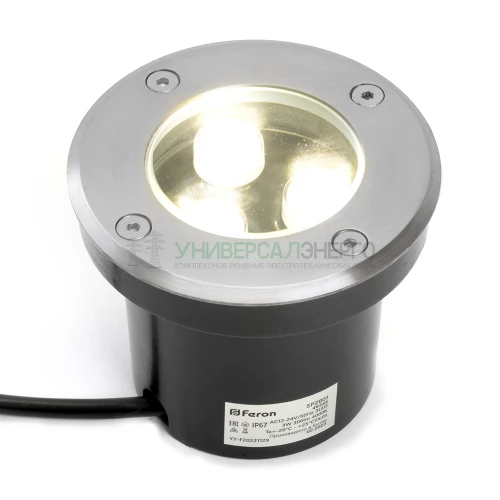 Светодиодный светильник тротуарный (грунтовый) Feron SP2801 ,3LED, 4000К,3W, AC12-24 100*H80mm,вн.диаметр:70mm,IP67 48345 фото 5