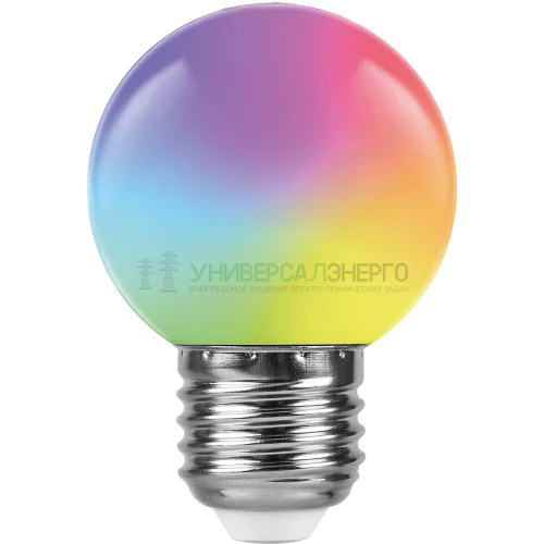 Лампа светодиодная Feron LB-37 Шарик матовый E27 1W RGB плавная сменая цвета 38116 фото 6