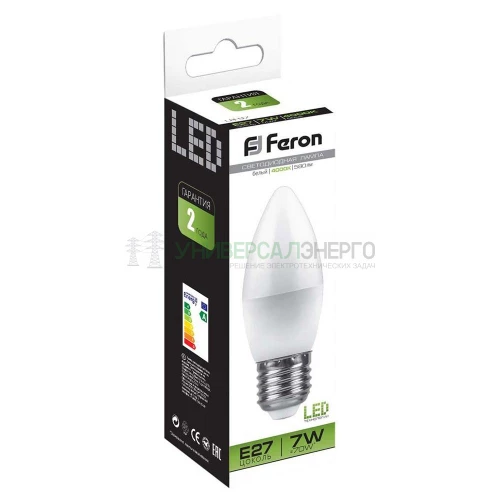 Лампа светодиодная Feron LB-97 Свеча E27 7W 4000K 25759 фото 2