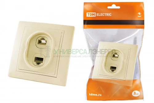Розетка телефонная RJ11 + компьютерная RJ45 сл. кость "Таймыр" TDM