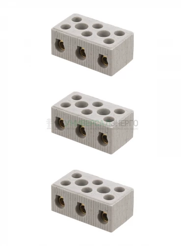 Керамический блок зажимов 30 Ампер 3 пары контактов с крепежным отверстием TDM фото 2