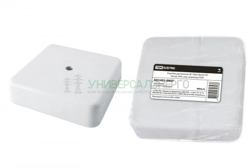 Коробка распаячная КР 100х100х29 ОП белая, IP40, инд. штрихкод TDM