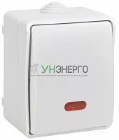 Выключатель проходной 1-кл. ОП Форс IP54 ВС20-1-1-ФБ с индикацией бел. IEK EVS11-K01-10-54-DC
