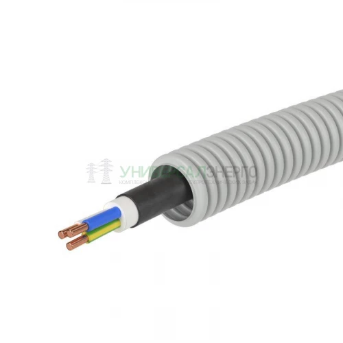 Труба гофрированная ПВХ гибкая d20мм с кабелем ВВГнг(А)-LS 3х2.5 РЭК ГОСТ+ сер. (уп.100м) DKC 9S920100 фото 3