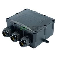Распределительная коробка STEKKER LD553, количество вводов: 4, поликарбонат, нейлон, цвет черный, размер 163,1*151,6*59,4мм. 50555