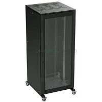 Шкаф напольный 24U 600х1200 двери стекло/сплошная укомплектован вводом и заглушками RAL9005 DKC R5IT2462GSB