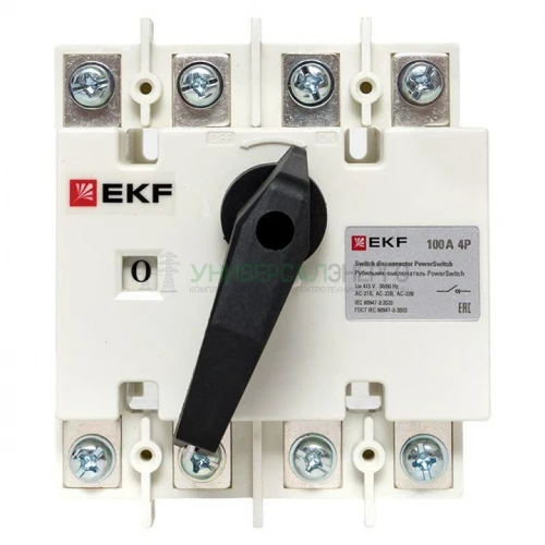 Рубильник-выключатель 4п 100А с рукояткой управления для прямой установки PowerSwitch EKF psds-100-4 фото 2