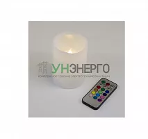 Фигура LED "Свеча" ULD-F052 RGB RC CANDLE на батарейках 2АА (не в/к). 7.5х10 см 1 светодиод. RGB свет пульт ДУ (в/к). Uniel UL-00007258