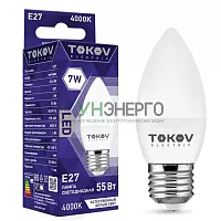 Лампа светодиодная 7Вт С37 4000К Е27 176-264В TOKOV ELECTRIC TKE-C37-E27-7-4K