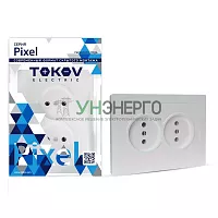 Розетка 2-м СП Pixel 16А IP20 без заземл. в сборе перламутр. TOKOV ELECTRIC TKE-PX-R2F-C04