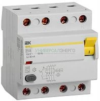 Выключатель дифференциального тока (УЗО) 4п 25А 30мА тип A ВД1-63 IEK MDV11-4-025-030