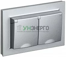 Розетка 2-м СП BRITE РСбш12-3-44-БрА 16А в сборе IP44 с крышкой алюм. IEK BR-R26-16-44-K47-F