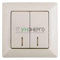 Выключатель 2-кл. СП Solo 4-105-02 10А 250В IP20 с подсветкой слон. кость Intro Б0053594