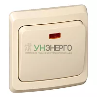 Переключатель проходной 1-кл. СП Этюд 10А IP20 с подсветкой крем. SE BC10-007K